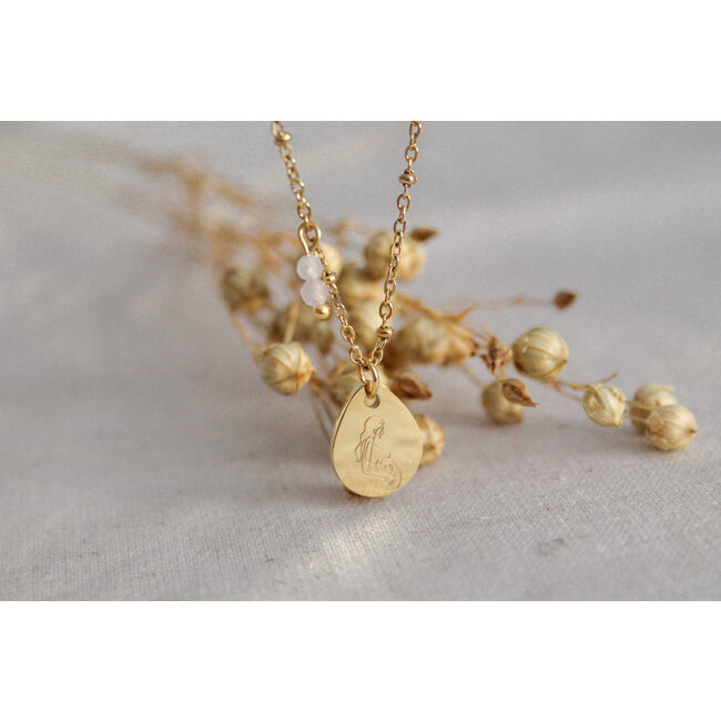 Ketting met Zwangere Vrouw Bedel en Rozenkwarts Goud