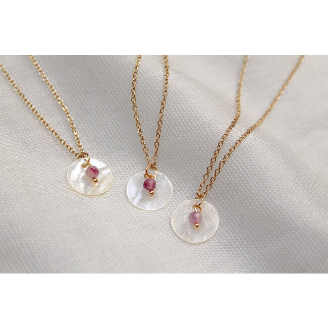 Ketting met Toermalijn & Schelp Goudkleurig