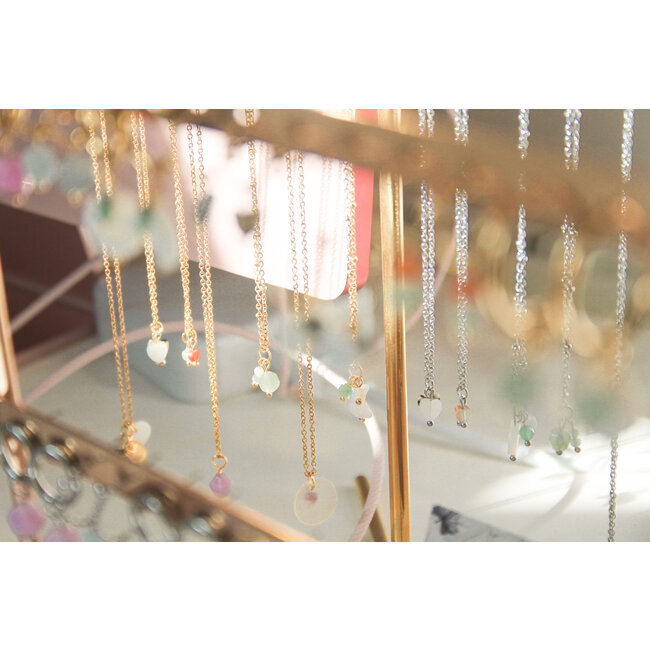 Ketting met Roze Toermalijn en Schelp - Goudkleurig