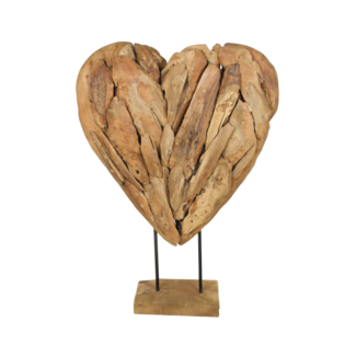 Hart Vensterbank Decoratie (Groot) - 56x15x80 cm - Bruin - Teak