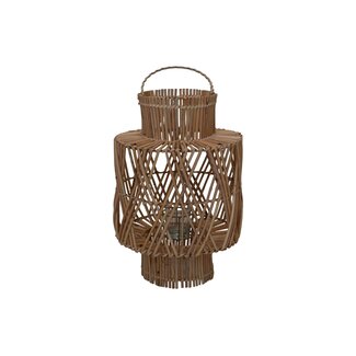 Rivers Lantaarn  - 38x38x48 cm - Bruin - Rotan/Glas