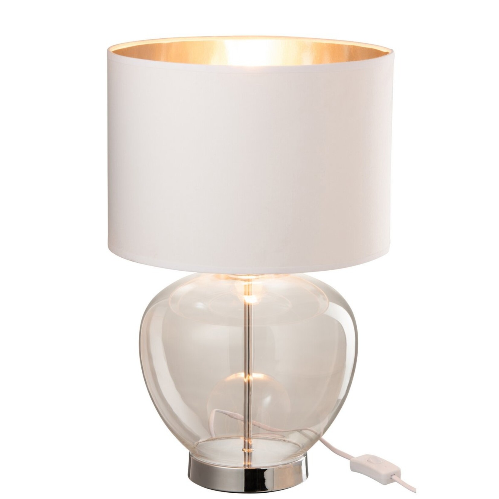 Tafellamp Amina - 30x30x31 cm - Glas - Zilver/Wit