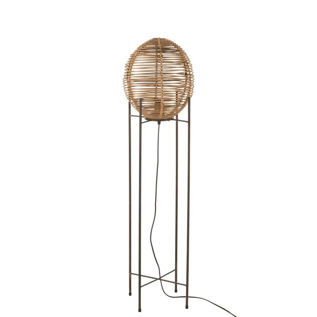 Abbie Staande Lamp - 32x32x120 cm - Bruin - Rotan/Metaal