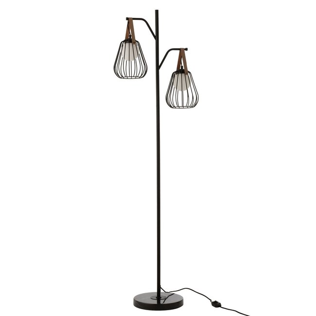 Tyler Staande Lamp - 46x28x161cm - Zwart - Staal/Marmer