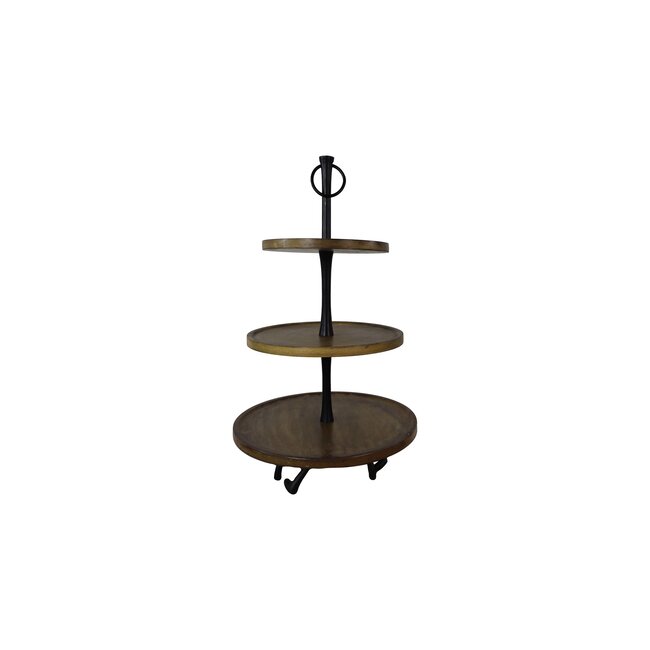 Molina Etagere - 36x36x60 cm - Bruin - Hout/Aluminium