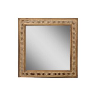 Rowan Wandspiegel - 80x3x80 cm - Bruin - Teak/Rotan