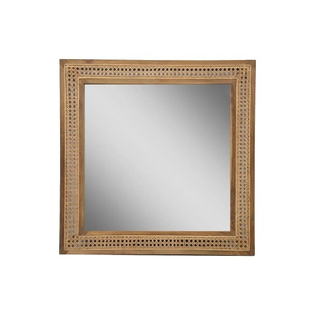 Rowan Wandspiegel - 80x3x80 cm - Bruin - Teak/Rotan