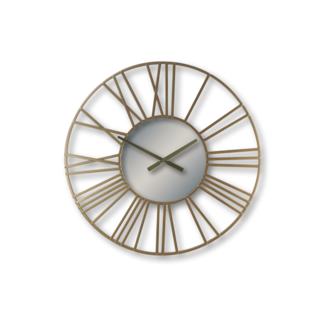 Wandklok met Romeinse Cijfers - Goud - Metaal en Glas