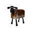 Decor Schaap - 62x58x34cm - Bruin/Wit - Teak/Geitenhuid