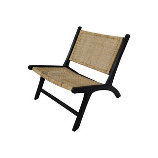 Kyla Loungestoel - 67x81x71 cm - Zwart/Bruin - Teak/Rotan