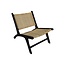 Kyla Loungestoel - 67x81x71 cm - Zwart/Bruin - Teak/Rotan