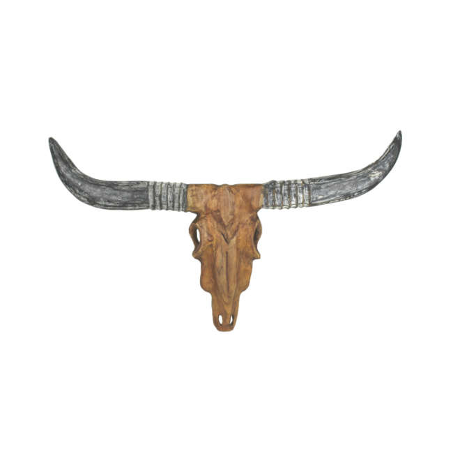 Bronte Wanddecoratie Buffel - 70x70x6 cm -Naturel - Teak