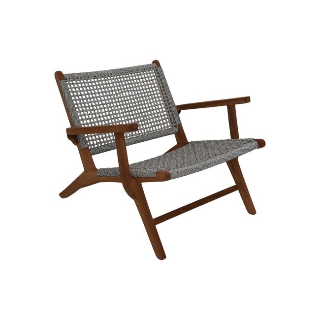 Eve Loungestoel - 67x80x80cm - Gebroken Wit - Teak/Bananenblad