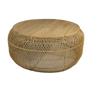 Hajra Salontafel - 80x80x36 cm - Bruin - Rotan/Teak