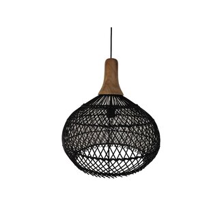 Melody Hanglamp - 43x43x46 cm - Zwart/Naturel - Rotan/Teak