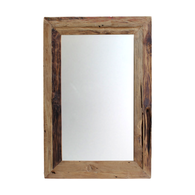 Hiba Wandspiegel Rustiek - 120x60 cm - Bruin - Drijfhout Teak