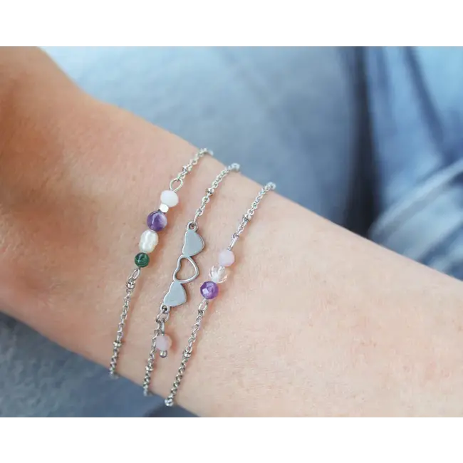 Rozenkwarts Hartjes Armband - Liefdevolle Schoonheid om te Stralen