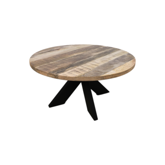 Darcie Salontafel - ø80x80x45 cm - Naturel/Zwart - Hout/Metaal