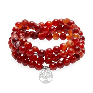 Mala Armband met 108 Carneool Kralen - Levensboom Bedel