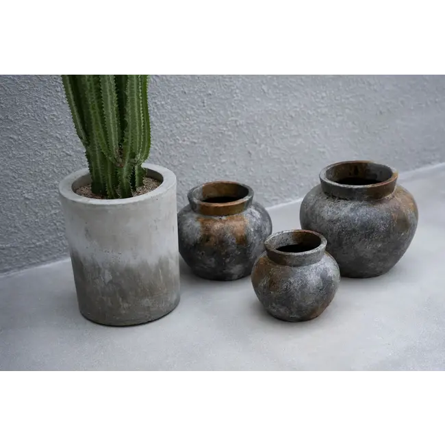 De Funky Vaas - ø29x23 cm - Antiek Grijs - Terracotta