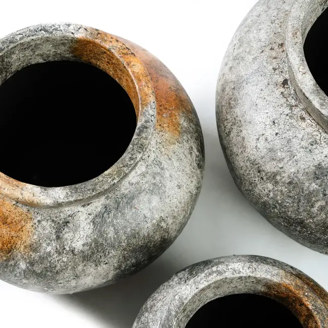 De Funky Vaas - ø29x23 cm - Antiek Grijs - Terracotta