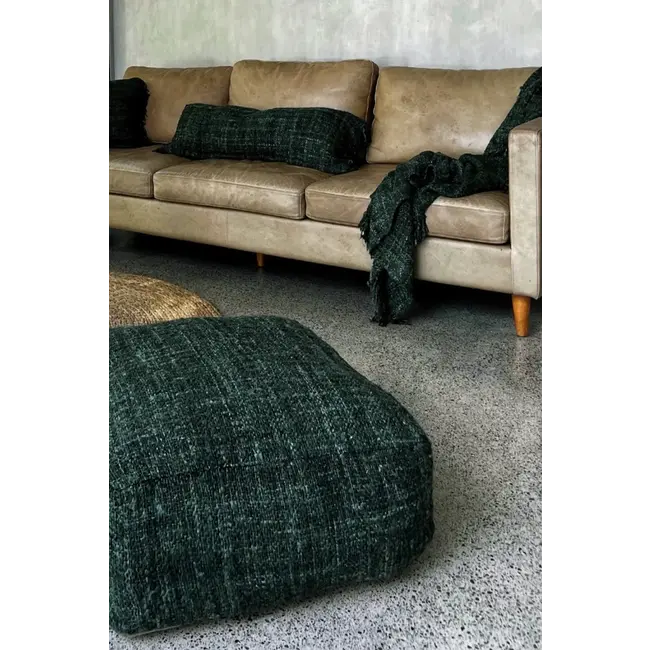 De Oh My Gee Poef - 60x60x25 cm - Donkergroen - Katoen