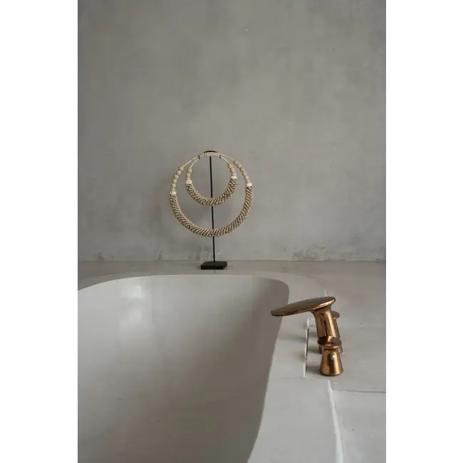 Dubbele Halsketting met Schelpen op Stand - 35x10x55cm - Naturel