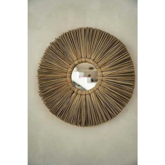 De Alang Alang Spiegel - ø35cm - Naturel