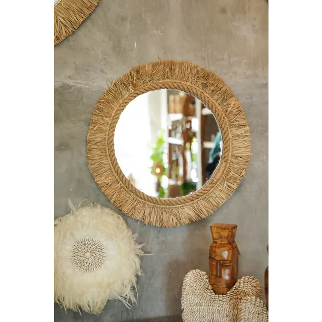 De Tahiti Spiegel - ø60cm - Naturel - Raffia