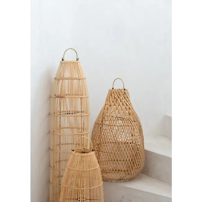 De Kendi Hanglamp/Vloerlamp - 30x60cm - Naturel - Rotan