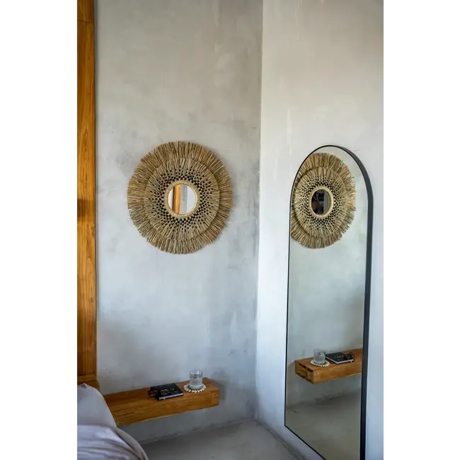 De Havana Spiegel - ø70cm - Naturel/Zwart - Gras