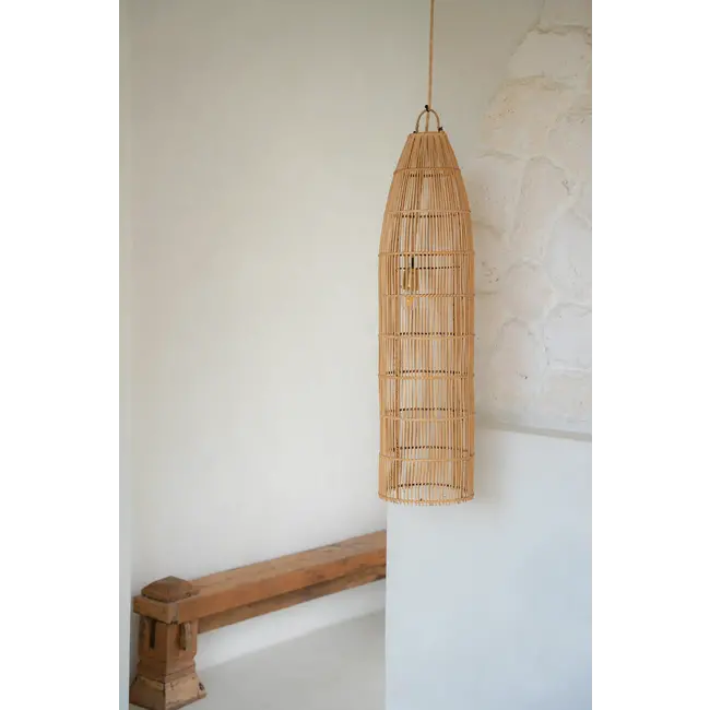 De Fish Trap Hanglamp/Vloerlamp - 23x90cm - Naturel - Rotan