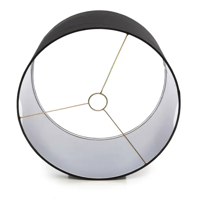 De Teak Wood Tafellamp - ø41x46 cm - Naturel/Zwart - Teakhout/Katoen