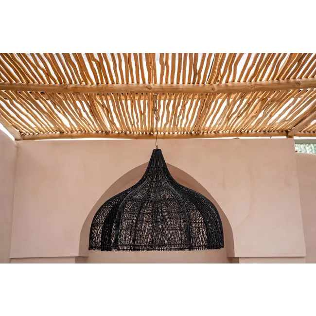 Rotan Hanglamp - 110x110x80 - Zwart - Rotan