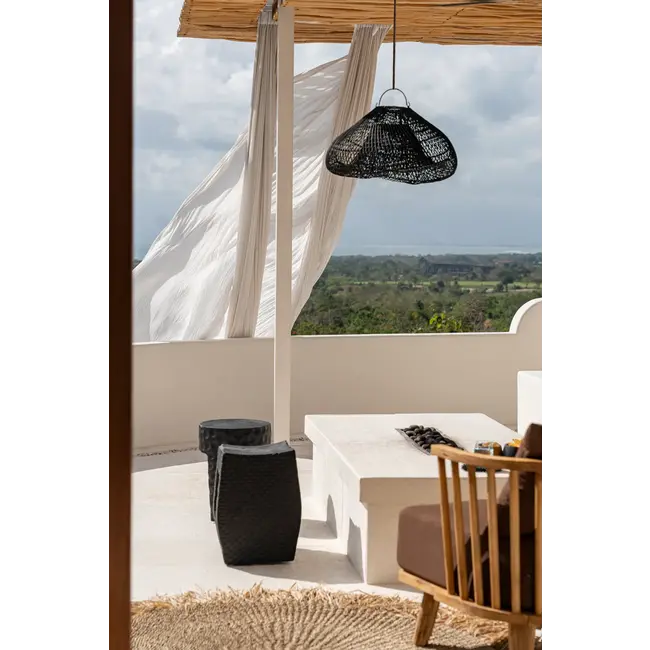 De Cloud Hanglamp - 60x60x35cm - Zwart - Rotan