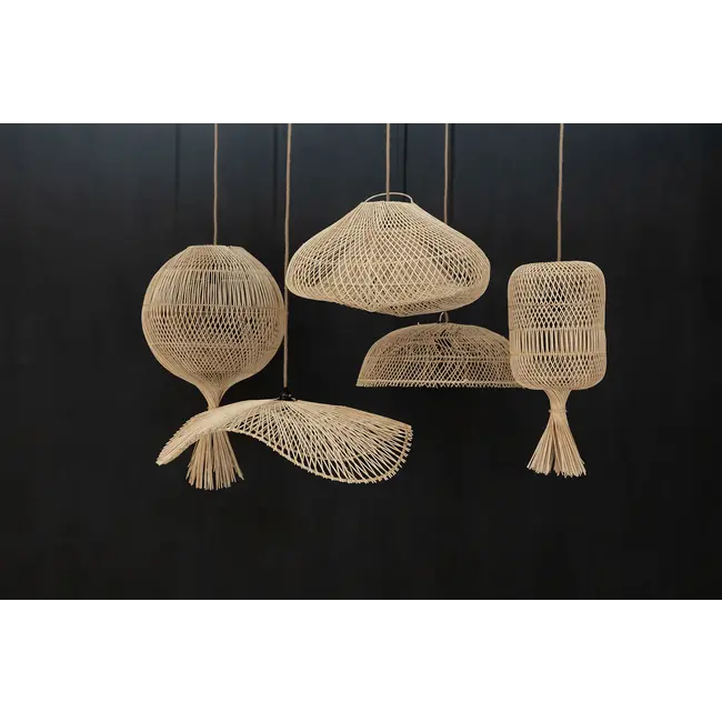 De Dumpling Hanglamp/Vloerlamp - ø40x70cm - Naturel - Rotan