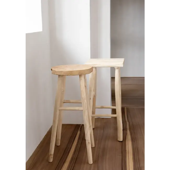 De Kedut Barkruk - 35x75cm - Naturel - Teakhout