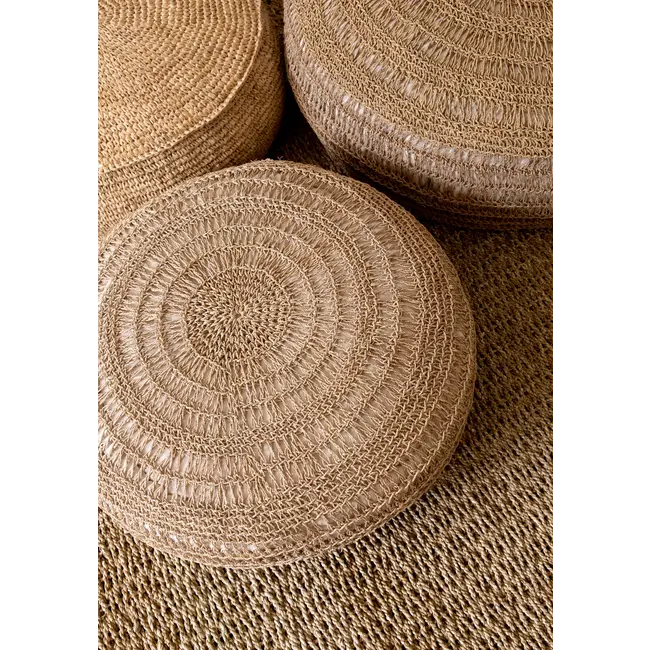 De Seagrass Poef Rond - ø60x35cm - Naturel