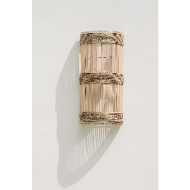 De Jalal Applique Muurlamp - 25x15x50cm - Naturel - Rotan