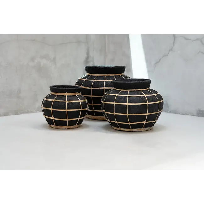 De Belly Vaas - Zwart Naturel - S