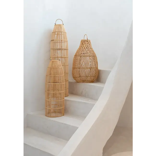 De Kendi Hanglamp/Vloerlamp - 30x60cm - Naturel - Rotan