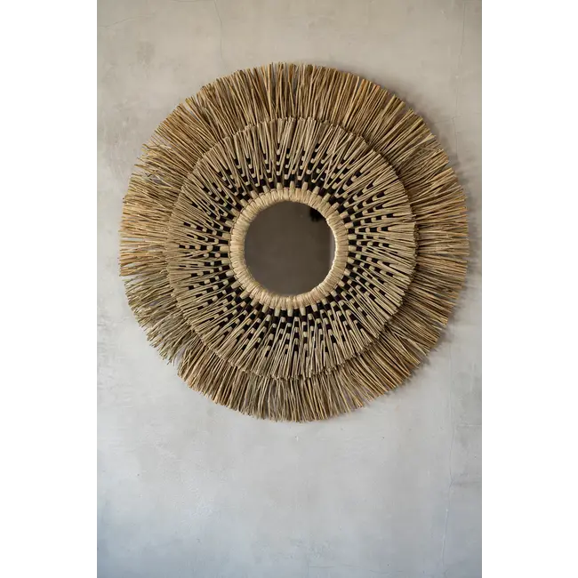 De Havana Spiegel - ø70cm - Naturel/Zwart - Gras