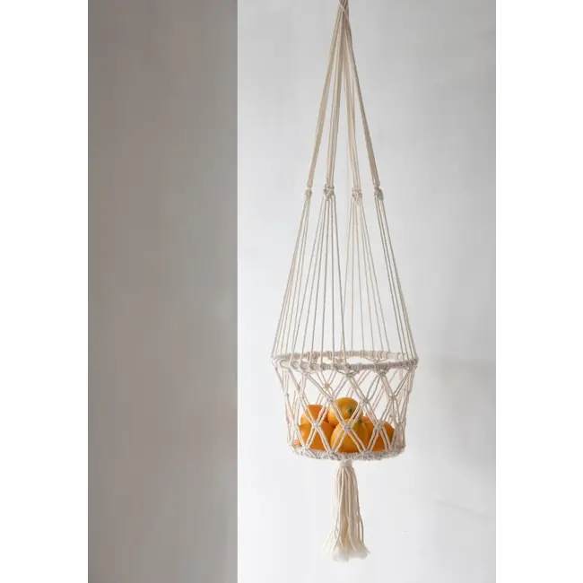 De Macrame Planthanger - Wit - L