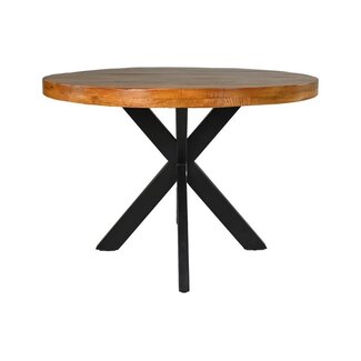 Hailey Ronde Eettafel - ø100x76 cm - Naturel/Zwart - Hout/Metaal