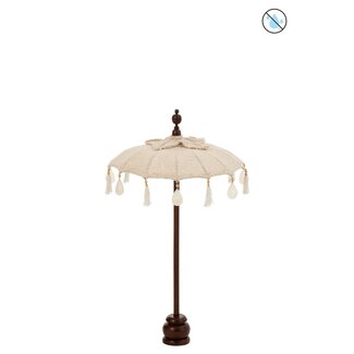 Parasol met Voet - Beige/Donkerbruin - Hout