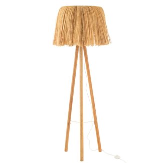 Vloerlamp - 42x42x170 cm - Naturel - Hout/Gras