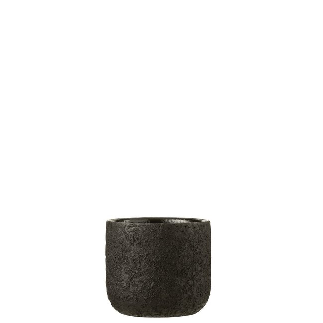 Bloempot Ruw - ø15 x 13,5 cm - Zwart - Keramiek