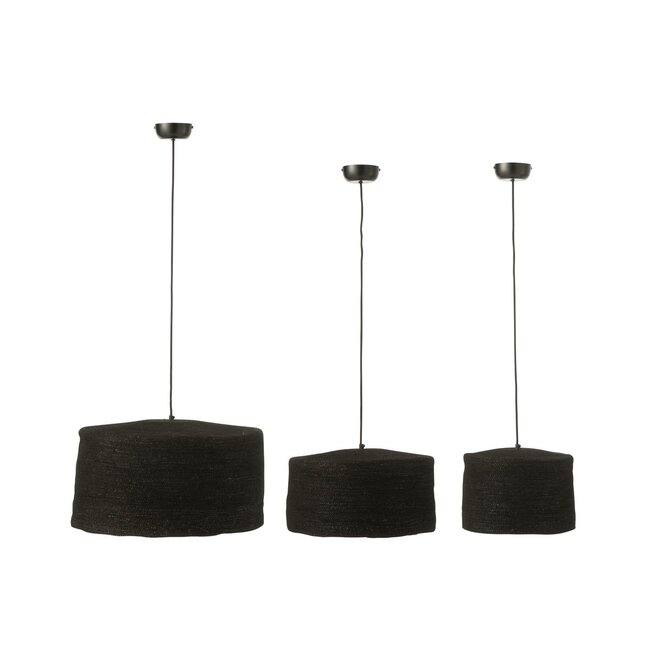 Hanglamp Set van 3 - 50x50x26 cm - Zwart - Jute