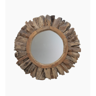 Wandspiegel Rond - ø108 cm - Teak Wortelhout