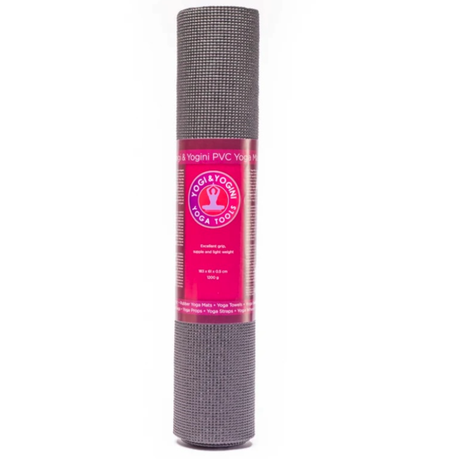 Yogamat PVC - 61x183x0.5cm - Zwart